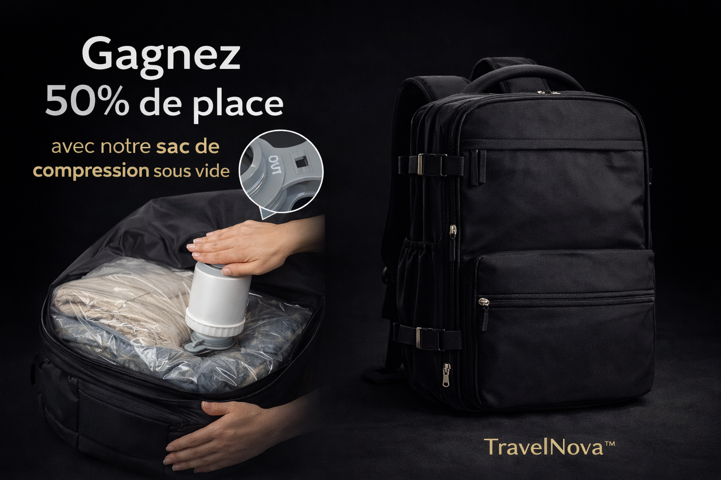 The smart travel backpack that reduces your packing volume by up to 50%